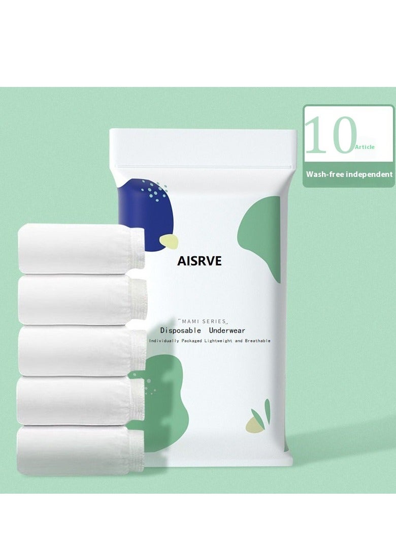 10 Pack Set Women's Disposable Briefs Pregnant Confinement Postpartum Sterile High Stretch Panties Mid-waist Hygiene Soft Underpants Individual Package Underwear White  - Image 1