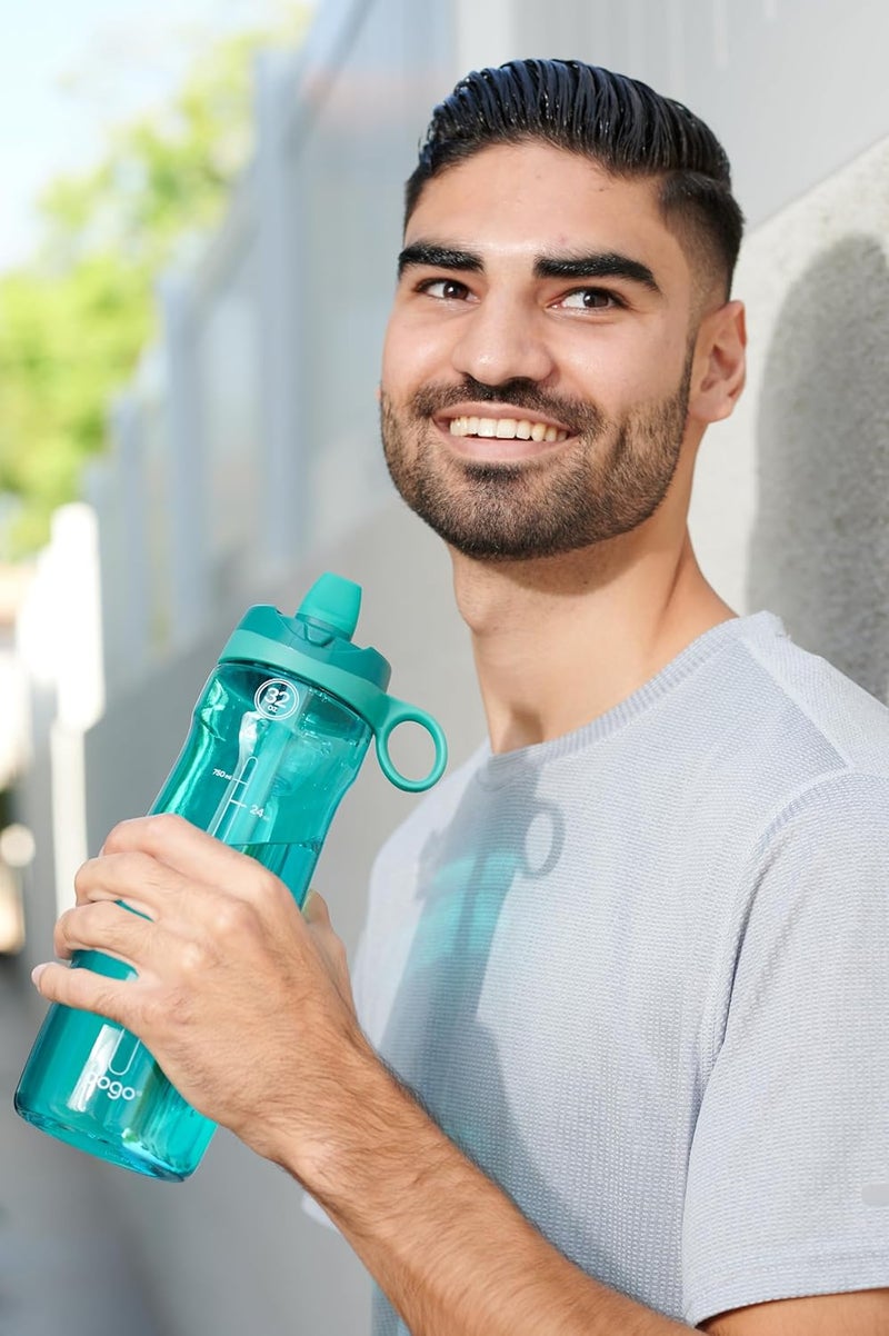 Pogo BPA-Free Plastic Water Bottle with Chug Lid, 32 Oz, Quetzal Teal - Image 1