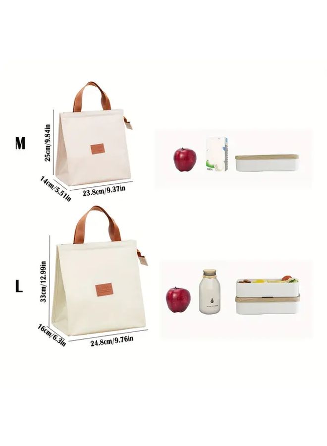 Leakproof Insulated Lunch Bag With Aluminum Foil Lining Adjustable Strap Spacious Compartment Beige - Image 3