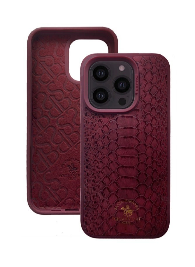 SANTA BARBARA POLO & RACQUET CLUB Santa Barbara Polo & Racquet Club Knight Series Genuine Leather Case for iPhone 13 Pro Max | Classic Business Design, Shockproof TPU, Scratch-Resistant, Vintage Embroidered Finish - Green - Image 2