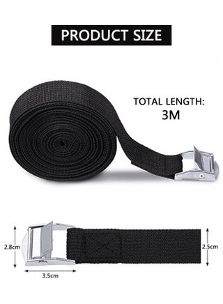 Lashing Strap 2.5cmx3M, Cam Buckle Tie Down Straps Heavy Duty Secure Straps up to 100KGS Capacity for Bicycles, Motorcycle, Kayak, Trailer, Cargo, Truck, Luggage 6Pcs - view 2