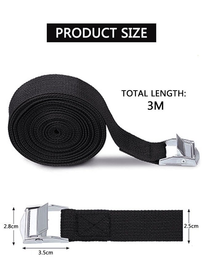 وهاواي - Lashing Strap 2.5cmx3M, Cam Buckle Tie Down Straps Heavy Duty Secure Straps up to 100KGS Capacity for Bicycles, Motorcycle, Kayak, Trailer, Cargo, Truck, Luggage 6Pcs - Image 1