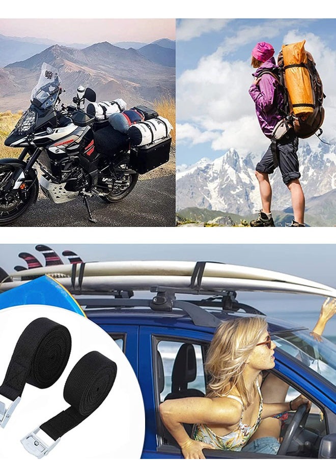 وهاواي - Lashing Strap 2.5cmx3M, Cam Buckle Tie Down Straps Heavy Duty Secure Straps up to 100KGS Capacity for Bicycles, Motorcycle, Kayak, Trailer, Cargo, Truck, Luggage 6Pcs - Image 1