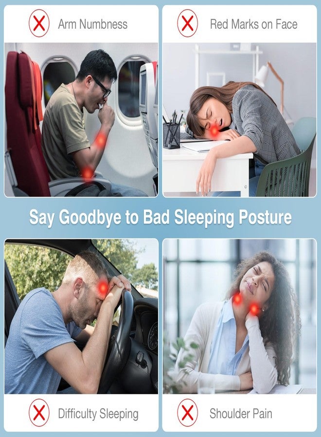 MoKo Inflatable Travel Pillow, Comfortable Neck Pillow with Storage Bag Support Shoulder and Neck to Avoid Pain for Airplane Train Office Car Travel Home, Gray - Image 2