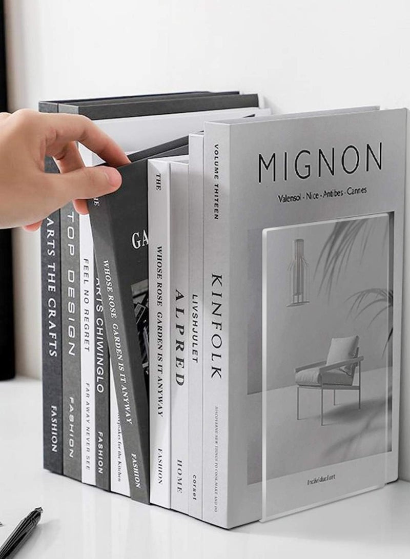 6 Pairs Clear Acrylic Bookends, Acrylic Book Ends for Book Shelves, Non-Slip Desktop Book Organizer Stationery Bookracks for School Supplies Library Books Office Book Holder - Image 5