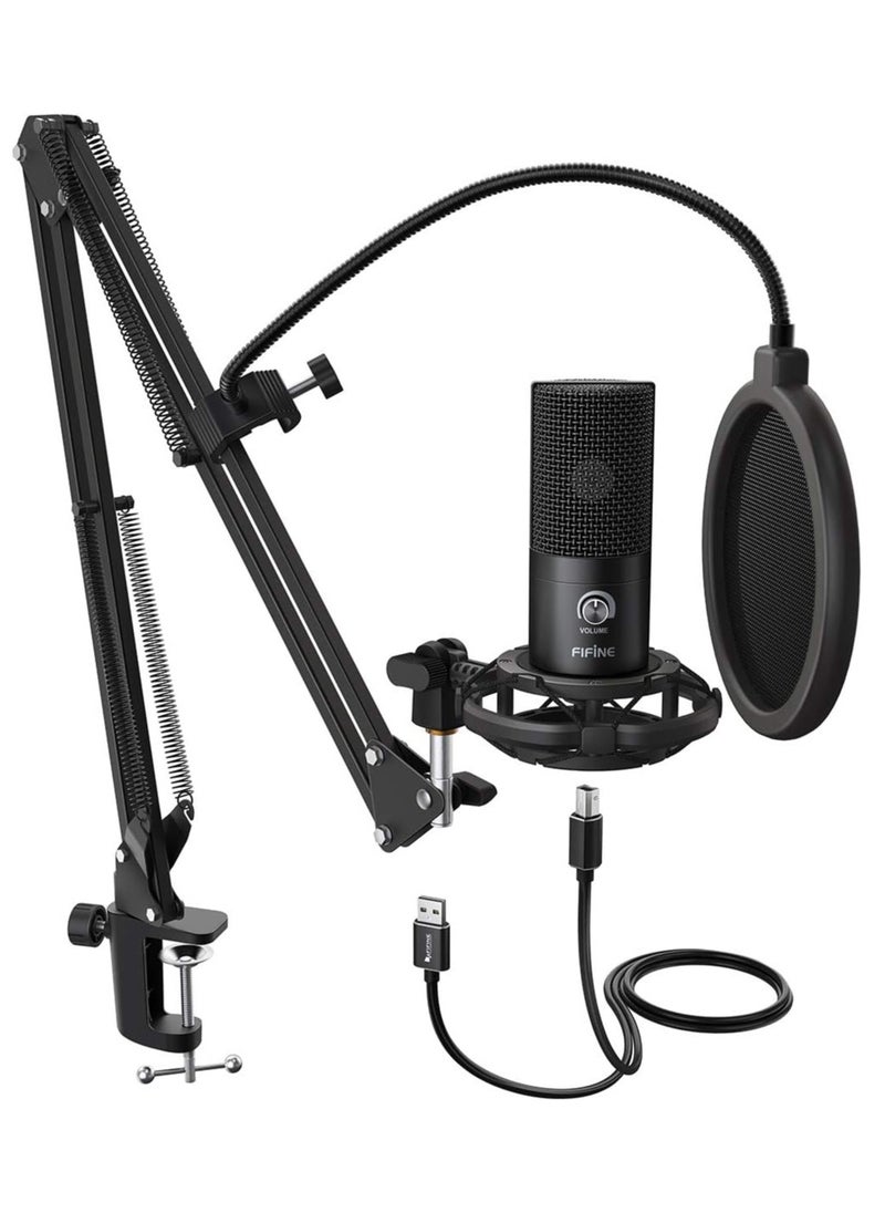 FIFINE - T669 Studio Condenser USB Microphone Computer PC Microphone Kit with Adjustable Boom Arm Stand Shock Mount for Instruments Voice Overs Recording Podcasting YouTube Vocal Gaming Streaming - Image 1