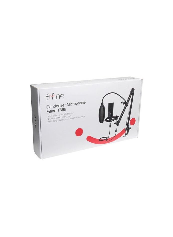 FIFINE - T669 Studio Condenser USB Microphone Computer PC Microphone Kit with Adjustable Boom Arm Stand Shock Mount for Instruments Voice Overs Recording Podcasting YouTube Vocal Gaming Streaming - Image 1