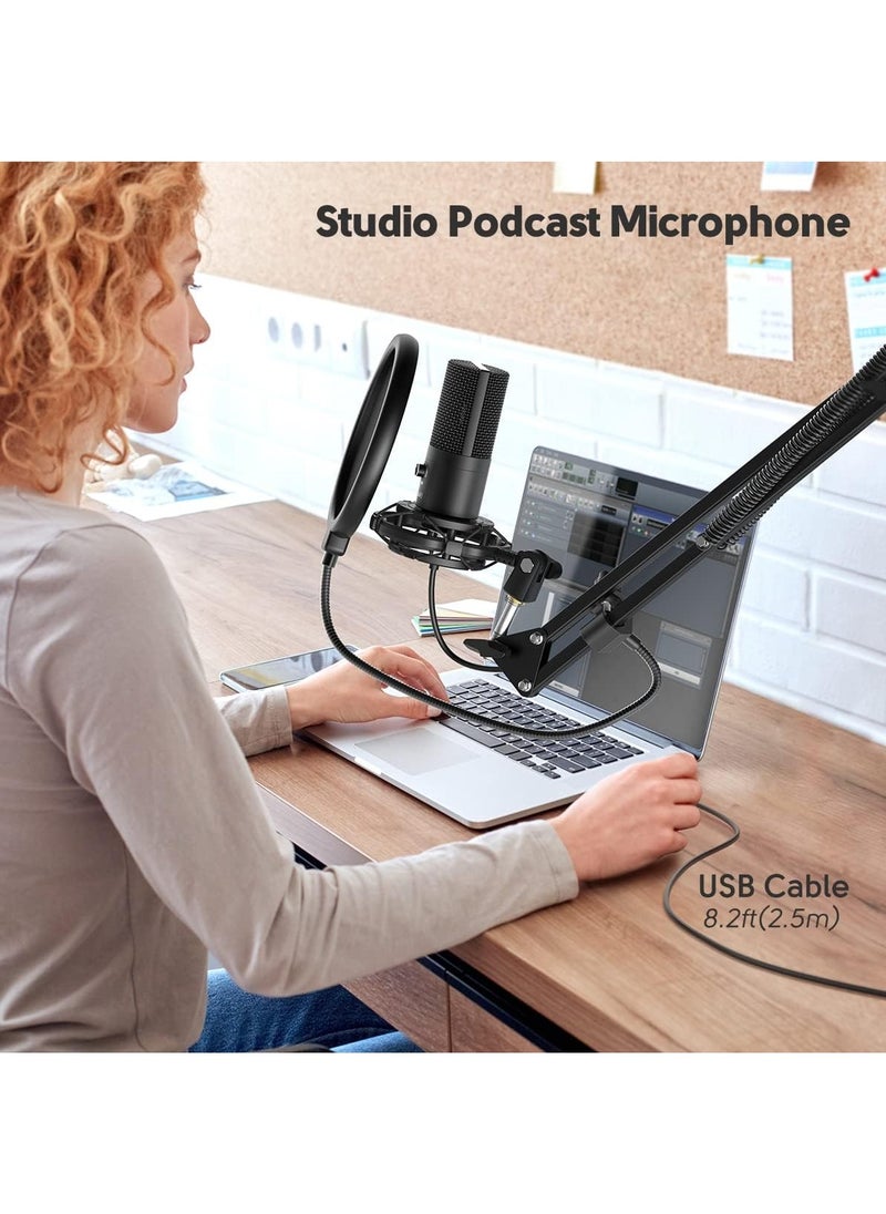 FIFINE - T669 Studio Condenser USB Microphone Computer PC Microphone Kit with Adjustable Boom Arm Stand Shock Mount for Instruments Voice Overs Recording Podcasting YouTube Vocal Gaming Streaming - Image 1