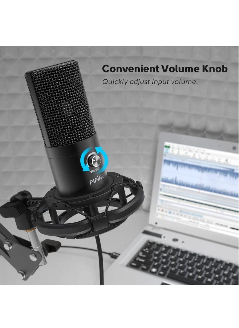 FIFINE - T669 Studio Condenser USB Microphone Computer PC Microphone Kit with Adjustable Boom Arm Stand Shock Mount for Instruments Voice Overs Recording Podcasting YouTube Vocal Gaming Streaming - Image 1