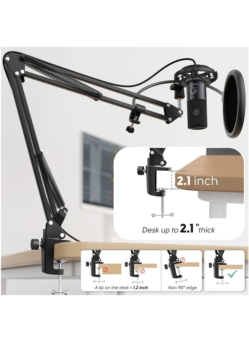 FIFINE - T669 Studio Condenser USB Microphone Computer PC Microphone Kit with Adjustable Boom Arm Stand Shock Mount for Instruments Voice Overs Recording Podcasting YouTube Vocal Gaming Streaming - Image 1