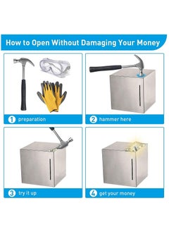 Joyelink Bank for Adults, Stainless Steel Savings Bank to Help Budget and Save, Metal Money Bank Only Savings Box, Must Break to Access Money, 5.9"X5.9"X5.9"  - Image 5