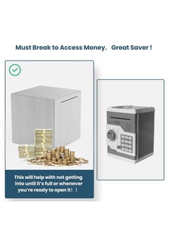 Joyelink Bank for Adults, Stainless Steel Savings Bank to Help Budget and Save, Metal Money Bank Only Savings Box, Must Break to Access Money, 5.9"X5.9"X5.9"  - Image 2