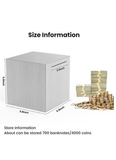 Joyelink Bank for Adults, Stainless Steel Savings Bank to Help Budget and Save, Metal Money Bank Only Savings Box, Must Break to Access Money, 5.9"X5.9"X5.9"  - Image 3