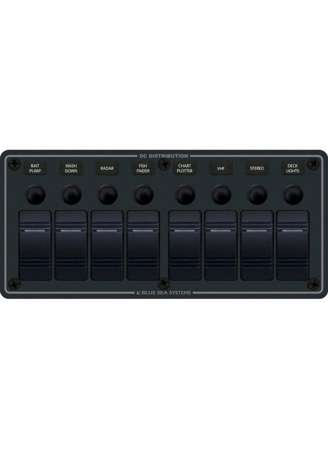 Blue Sea Systems Blue Sea Systems Water Resistant Circuit Breaker Panel 8 Position Black  - Image 1