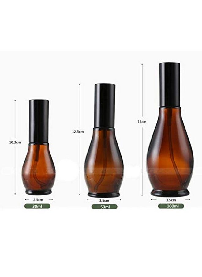 XINGZI - 2Pcs 30Ml 1Oz Empty Refillable Amber Glass Lotion Pump Press Bottles Jars Vial Makeup Face Cream Facial Cleanser Toiletries Toner Liquid Travel Containers Emulsion Essential Oil Dispenser - Image 1