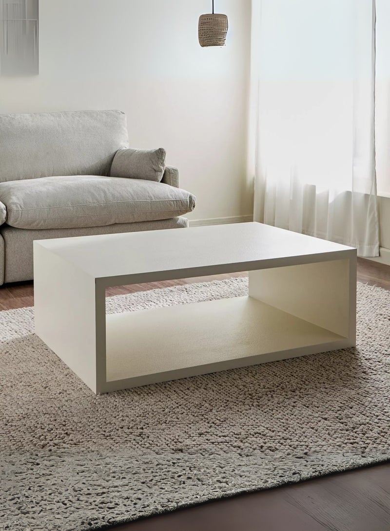 Karnak Vault White Rectangular Coffee Table – Modern Minimalist Open-Frame Block Design Center Table for Living Room, Balcony & Office UAE - Image 1
