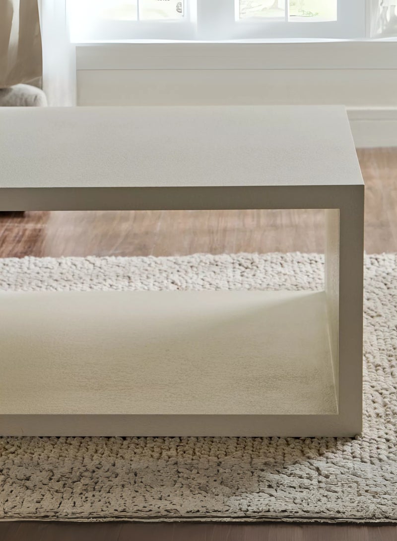 Karnak Vault White Rectangular Coffee Table – Modern Minimalist Open-Frame Block Design Center Table for Living Room, Balcony & Office UAE - Image 2