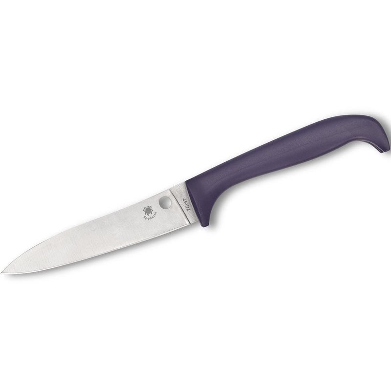 Spyderco Counter Puppy 6.9" Kitchen Knife with 3.46" Corrosion-Resistant 7Cr17 Stainless Steel Blade and Injection-Molded Purple Plastic Handle - Plainedge - K20PPR - Image 4