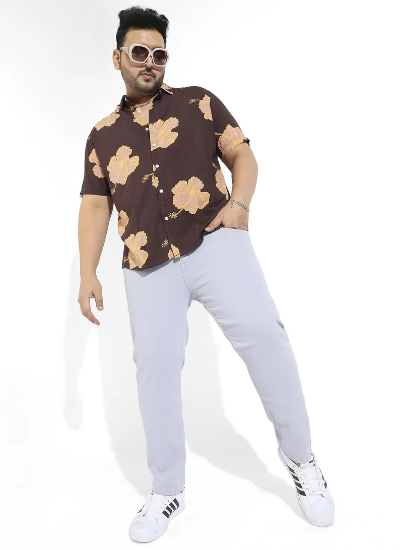 Instafab Plus Hibiscus Print Shirt