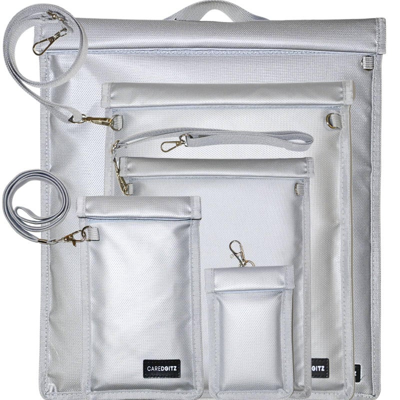 Caredgitz Faraday Bags for Phones Large Faraday Bag for Laptop Tablet Faraday Pouch with Lanyard for Phone Key Fob RFID Signal Blocker Faraday Cage Protection Bags for Electronics 5 Packs - Image 2