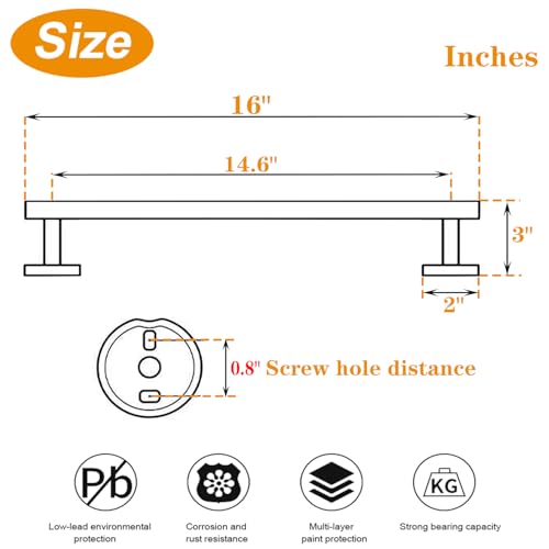 TocTen Bath Towel Bar - Thicken SUS304 Stainless Steel Bathroom Towel Holder, Towel Rod for Bathroom Heavy Duty Wall Mounted Towel Rack Hanger (12IN, Brushed Nickel) - Image 2