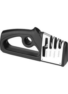 Knife Sharpener with Diamond Abrasives & Ergonomic Design for Right & Left-Handed Users, 4-In-1 Design Safely & Quickly Sharpens Restores Dull Knives, Scissors, Home Essential Space-Saving Tool