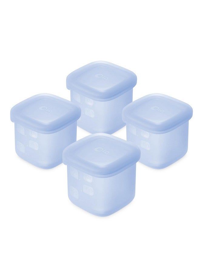 Olababy Clear Sense Silicone Storage Containers 4pk for Baby Food, Snacks, Formula, Puree, Sauce & More | Micro Plastic & BPA-Free | Daycare Essentials for Toddlers and Kids (Blueberry, 4 oz / 120 ml) - Image 1
