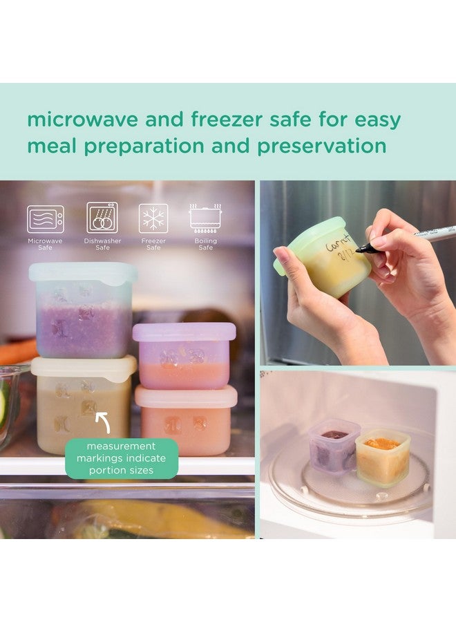 Olababy Clear Sense Silicone Storage Containers 4pk for Baby Food, Snacks, Formula, Puree, Sauce & More | Micro Plastic & BPA-Free | Daycare Essentials for Toddlers and Kids (Blueberry, 4 oz / 120 ml) - Image 4