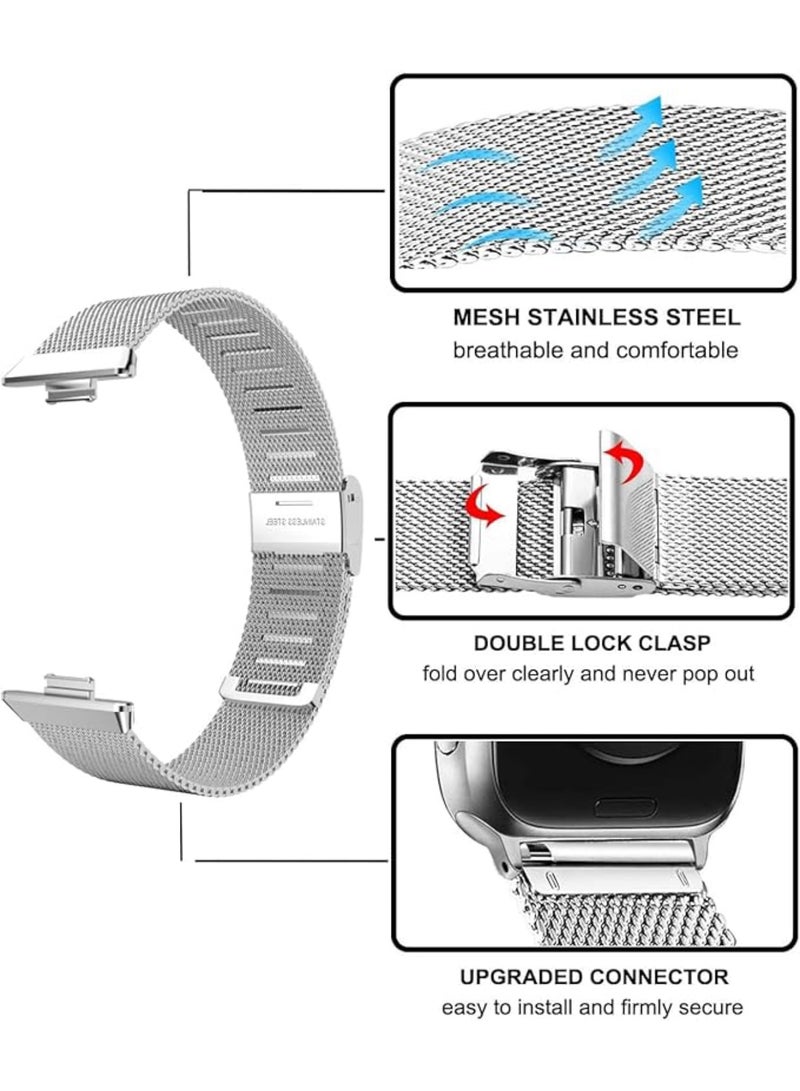 Aookay 2 Pcs Watchband Compatible with Huawei Watch Fit 4 Pro/Fit 4/Fit 3 Band,Stainless Steel Metal Replacement Strap Bracelet for Woman Man (Black+Grey)  - Image 3