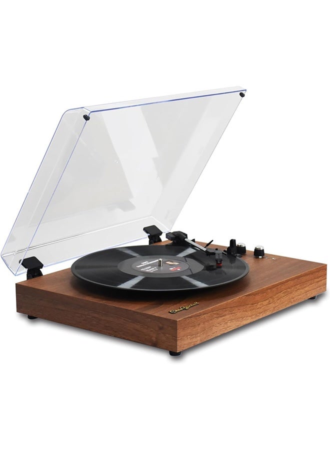 Vinyl Record Player Retro Turntable Wooden Tabletop Vintage Gramophone Compatible with 7/10/12-inch Vinyl Records 33/45/78 RPM Speeds BT5.3 Speaker RCA Output with Acrylic Dust Cover - Image 1