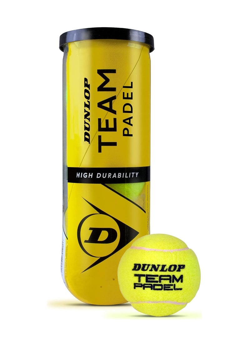DUNLOP PB Team Padel Balls – 3 Pack, High Performance, Yellow, for Padel  - Image 1