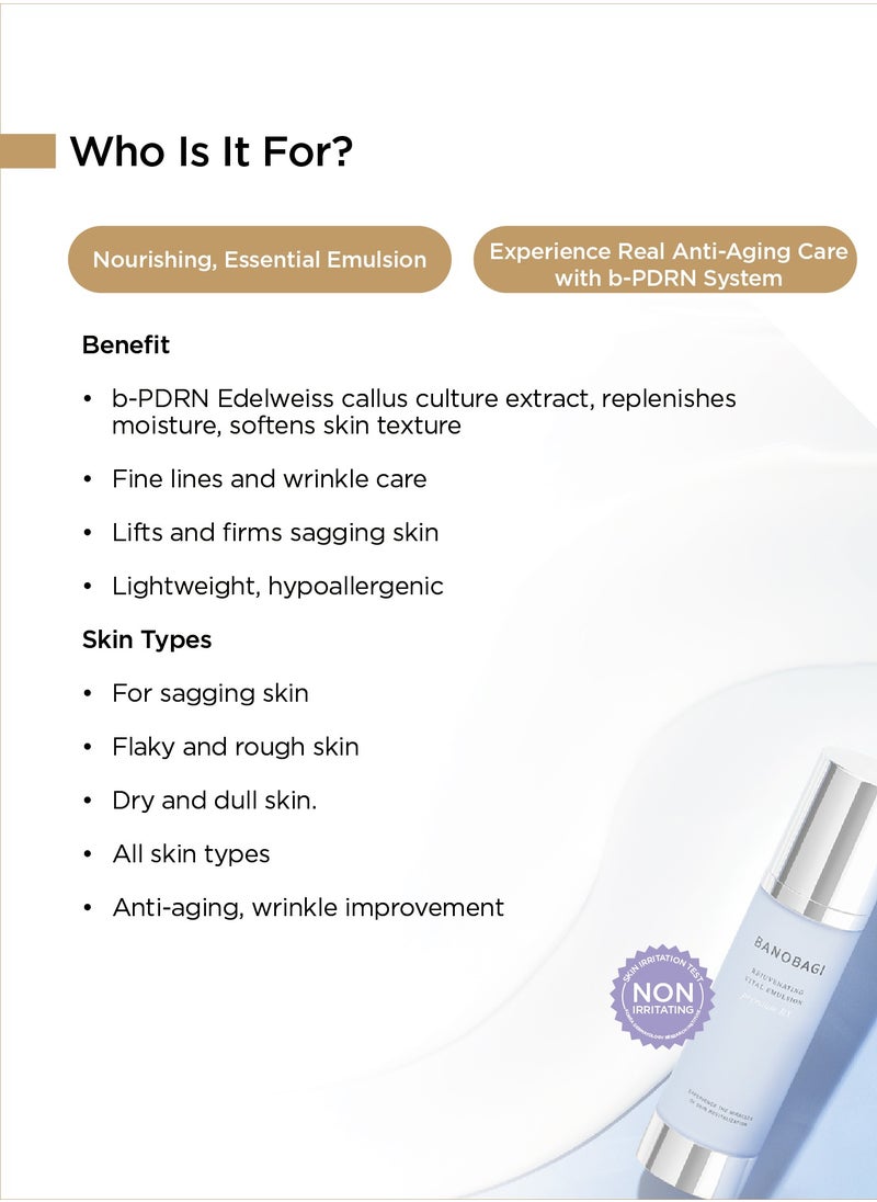 Banobagi Rejuvenating Vital Emulsion  Hydrating Moisturizer Face Emulsion for Dry Sensitive Skin  Korean Face Moisturizer & Skin Barrier Repair Cream  Facial Moisturizer Glass Skin 100ml  - Image 2