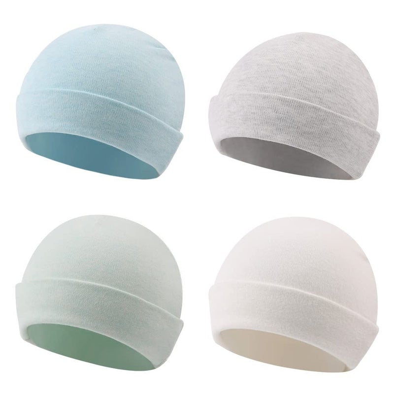 Zsedrut Spring Infant Hospital Beanie Newborn Baby Girls Cotton Hat Tolddler Boy Soft DoubleLayer Hat06 MWhiteBlueGrayGreen
