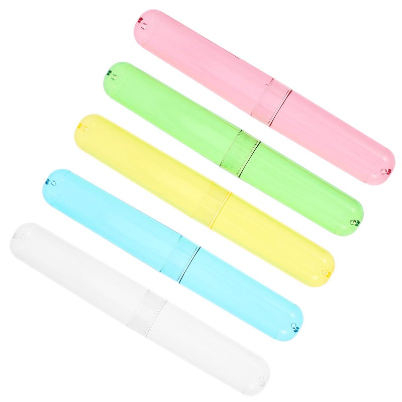 5Pcs Travel Toothbrush Case Set Portable Breathable Holder For Outdoor Use Black - Image 2