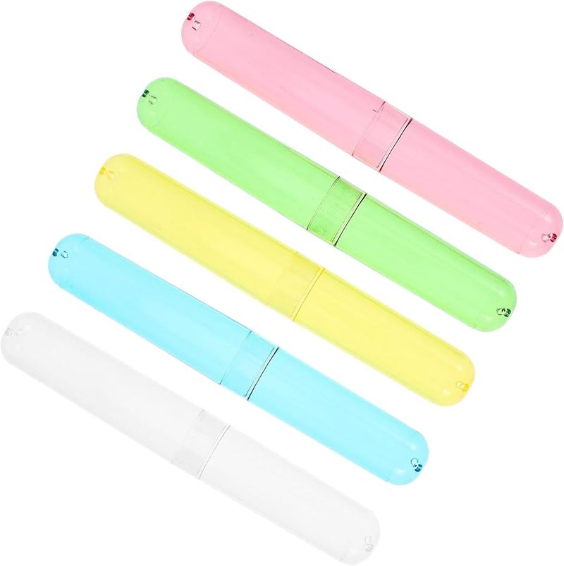 5Pcs Travel Toothbrush Case Set Portable Breathable Holder For Outdoor Use Black - Image 1