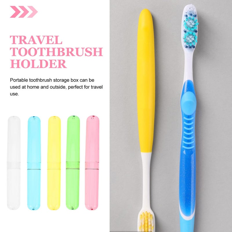 5Pcs Travel Toothbrush Case Set Portable Breathable Holder For Outdoor Use Black - Image 4