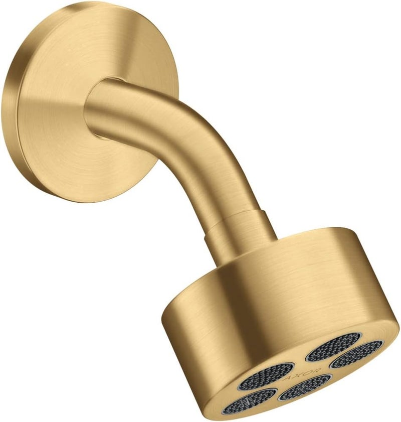 AXOR AXOR ONE 3inch Modern Showerhead 1Spray PowderRain with QuickClean in Brushed Gold Optic 48497251 