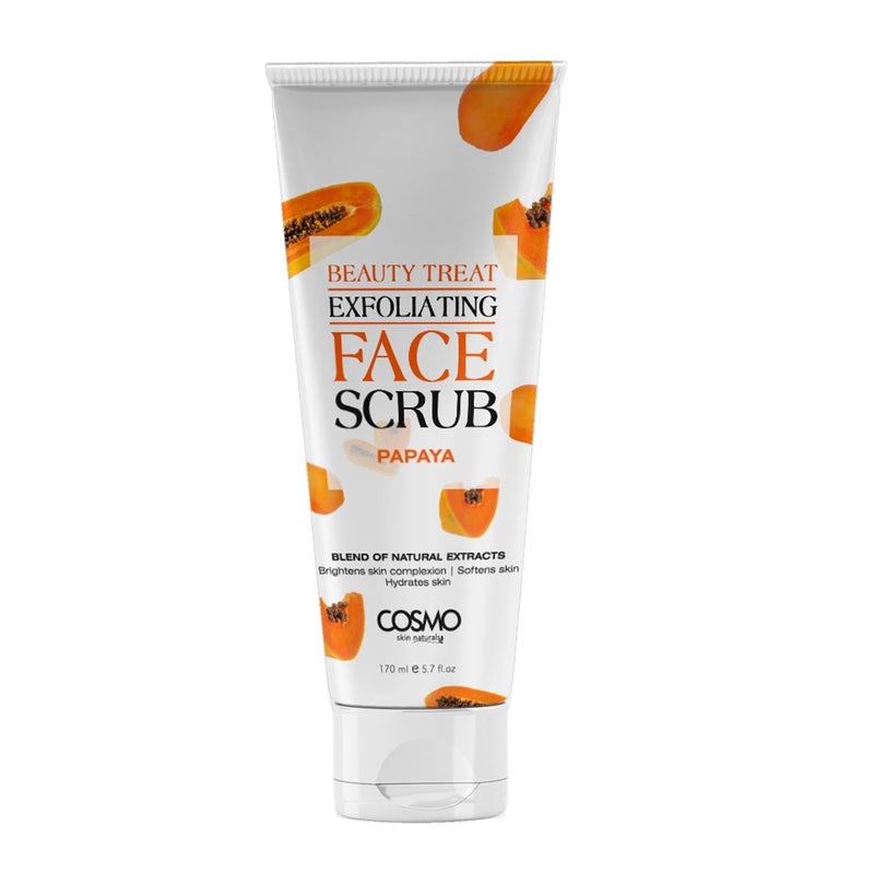 COSMO Papaya Face Scrub, Natural Exfoliating Facial Scrub with Papaya Extract & Enzymes, Deep Cleansing & Brightening Formula for Smooth, Glowing Skin – Gentle Exfoliant for All Skin Types, 170 ml - Image 1