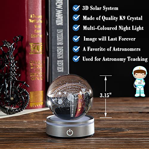 IFOLAINA 3D Solar System Crystal Ball Model Gift Space Astronomy Gift Planets Multicolor Universe Globe Ball Science Astrophysics Gift Night Light Kids Bedroom Adults Gift - Image 2