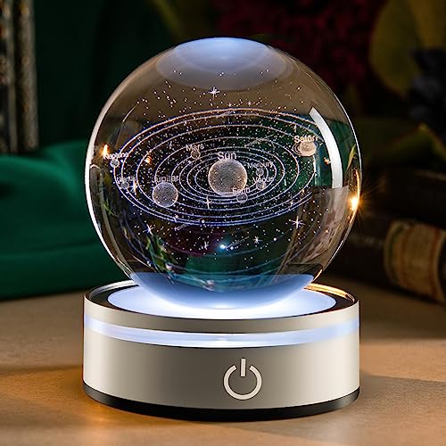 IFOLAINA 3D Solar System Crystal Ball Model Gift Space Astronomy Gift Planets Multicolor Universe Globe Ball Science Astrophysics Gift Night Light Kids Bedroom Adults Gift - Image 1