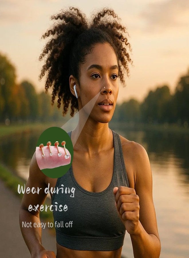 حلقة أنف مطلية بالذهب عيار 14 قيراطًا، بتصميم مسطح غير ملحوم، مناسبة للنساء والرجال، مصنوعة من الفولاذ الطبي المضاد للحساسية، بدون خيط، مجوهرات ثقب الأنف والزنمة والحلزون، ذهب عيار 18 + فضة - Image 4