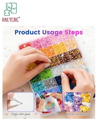 24000Pcs Rhinestones Bedazzling Kit for Crafts with Jewelry Glue, Rhinestones with Gems Adhesive for Shoes Cloth Fabric for Crafting Diamond Nail Art Graduation Cap Decorations - view 5