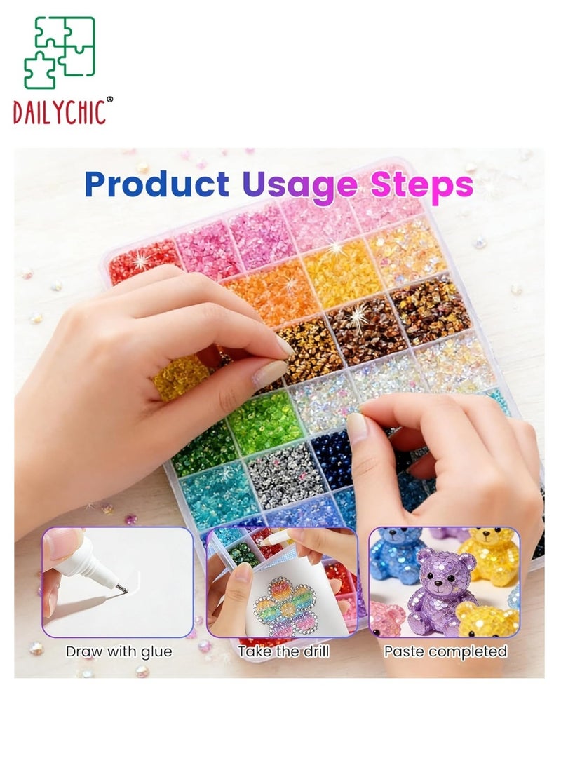 DAILYCHIC 24000Pcs Rhinestones Bedazzling Kit for Crafts with Jewelry Glue, Rhinestones with Gems Adhesive for Shoes Cloth Fabric for Crafting Diamond Nail Art Graduation Cap Decorations - Image 5