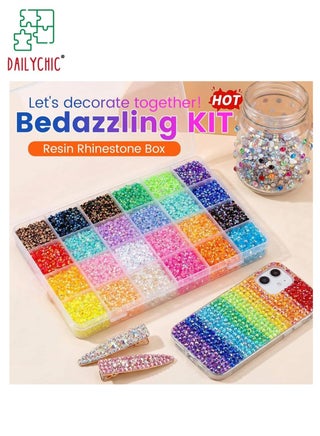 24000Pcs Rhinestones Bedazzling Kit for Crafts with Jewelry Glue, Rhinestones with Gems Adhesive for Shoes Cloth Fabric for Crafting Diamond Nail Art Graduation Cap Decorations - view 3
