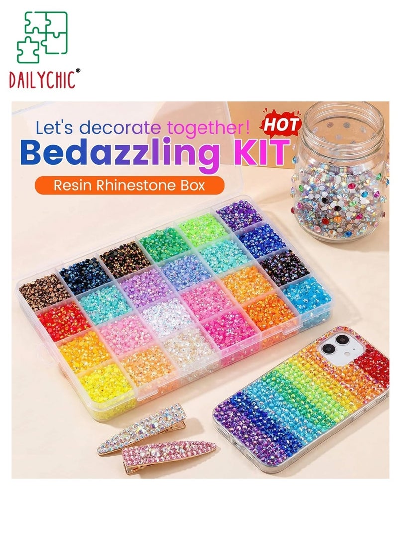 DAILYCHIC 24000Pcs Rhinestones Bedazzling Kit for Crafts with Jewelry Glue, Rhinestones with Gems Adhesive for Shoes Cloth Fabric for Crafting Diamond Nail Art Graduation Cap Decorations - Image 3