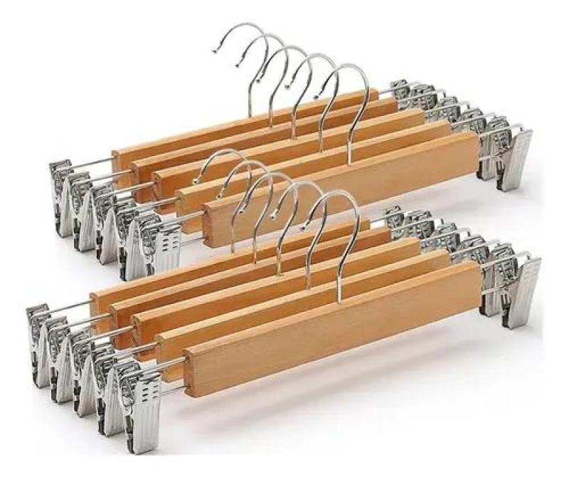 Pants Hangers With 10 Pack Brown Clip Hangers For Pants Skirts And Trousers - Space-Saving Closet Hangers With Secure Grip For Wardrobe Organization - Image 1