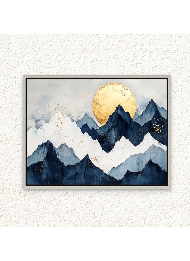 Art Decor Art Decor Framed Canvas Wall Art of Blue and Gold Mountain Landscape Art Print Wall Decor for Home Office Living Room Bedroom Gifting  - Image 1