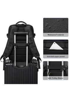 HAMMINER Travel Bag Expandable, Flight Approved Carry On Backpack For International Travel Bag, Water Resistant Durable 17-inch Laptop Backpacks, Laptop Bag Luggage Backpack For Men Sports Luggage Backpack For Womens Travel Backpack For Luggage Men School Bag Shoulder Bag Built-in USB Charging Port Black  - Image 3