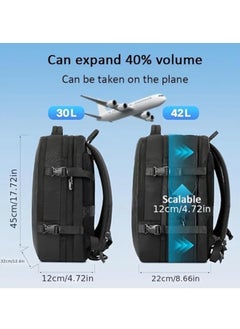 HAMMINER Travel Bag Expandable, Flight Approved Carry On Backpack For International Travel Bag, Water Resistant Durable 17-inch Laptop Backpacks, Laptop Bag Luggage Backpack For Men Sports Luggage Backpack For Womens Travel Backpack For Luggage Men School Bag Shoulder Bag Built-in USB Charging Port Black  - Image 4