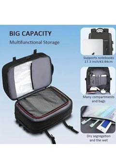 HAMMINER Travel Bag Expandable, Flight Approved Carry On Backpack For International Travel Bag, Water Resistant Durable 17-inch Laptop Backpacks, Laptop Bag Luggage Backpack For Men Sports Luggage Backpack For Womens Travel Backpack For Luggage Men School Bag Shoulder Bag Built-in USB Charging Port Black  - Image 5
